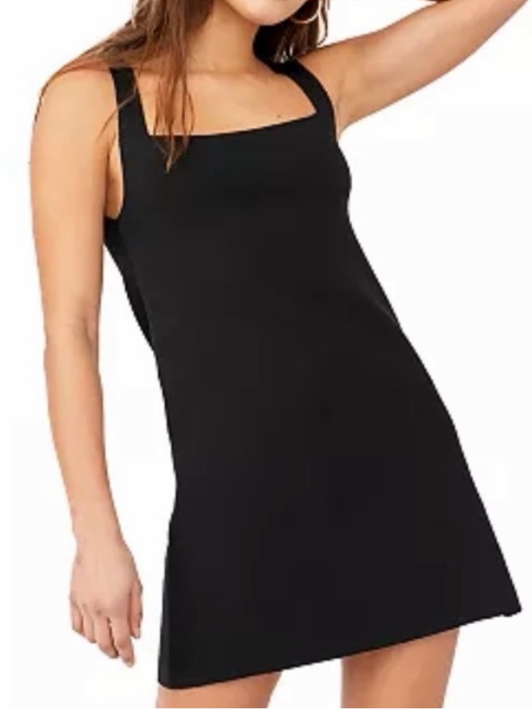 Free People Black Knit Square-Neck Dress